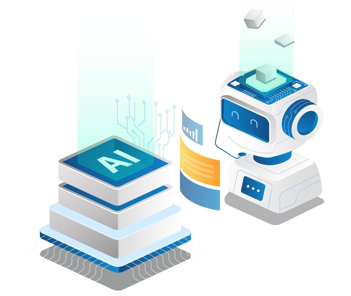 inteligencia artificial con robots vector