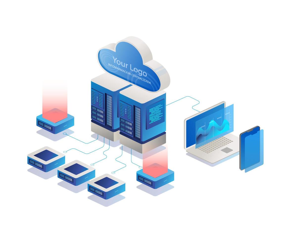 cloud and server isometric vector