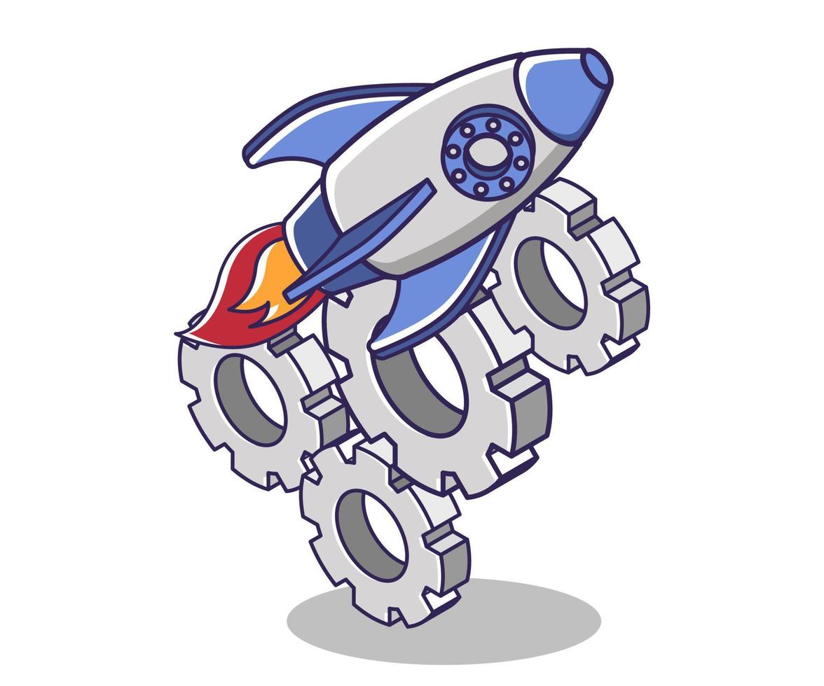 Rocket glides between multiple gears vector