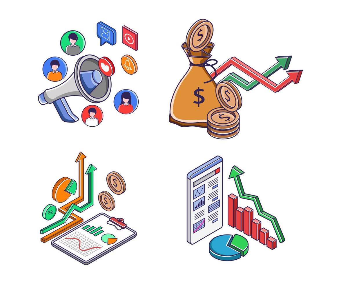 conjunto de iconos para negocios y marketing digital vector