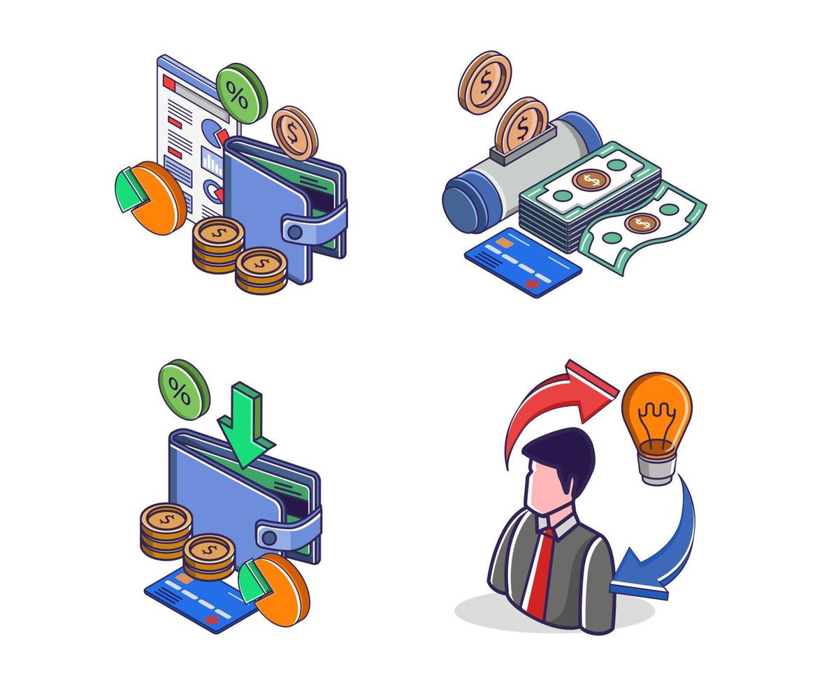 Set of icons for investment money business vector