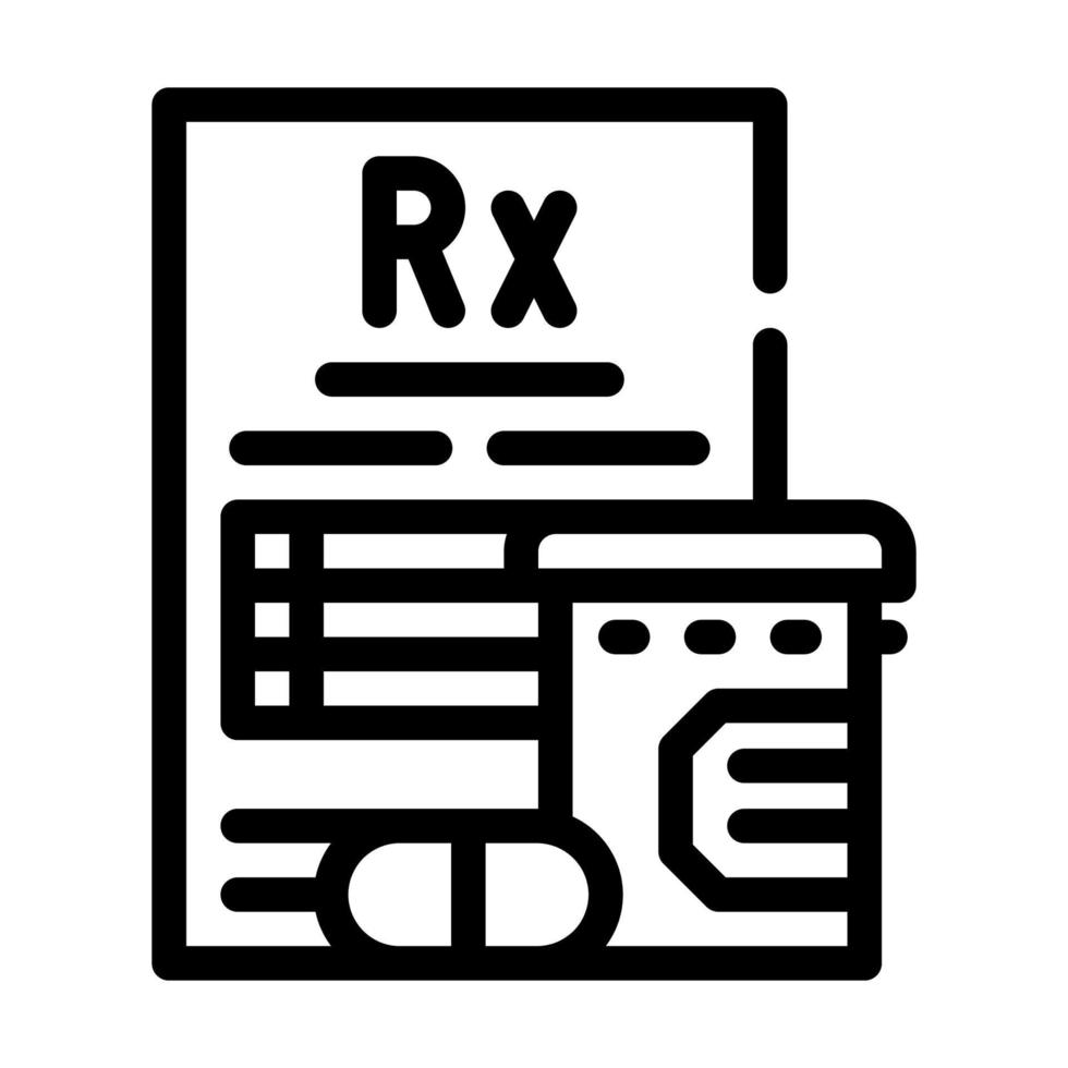 medical prescription and pills line icon vector illustration