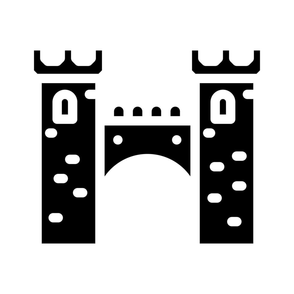 puente entre torres de castillo glifo icono vector ilustración