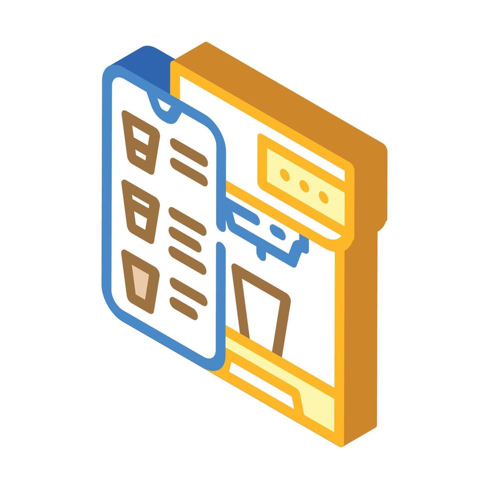 mobile phone application for control coffee machine isometric icon vector illustration