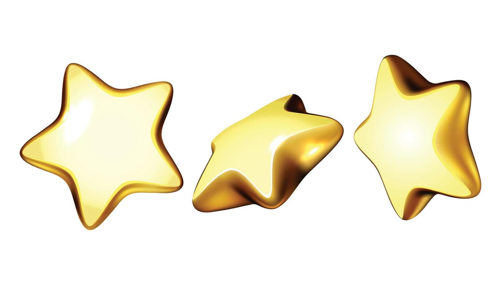 Golden Stars Product Or Service Review Set Vector