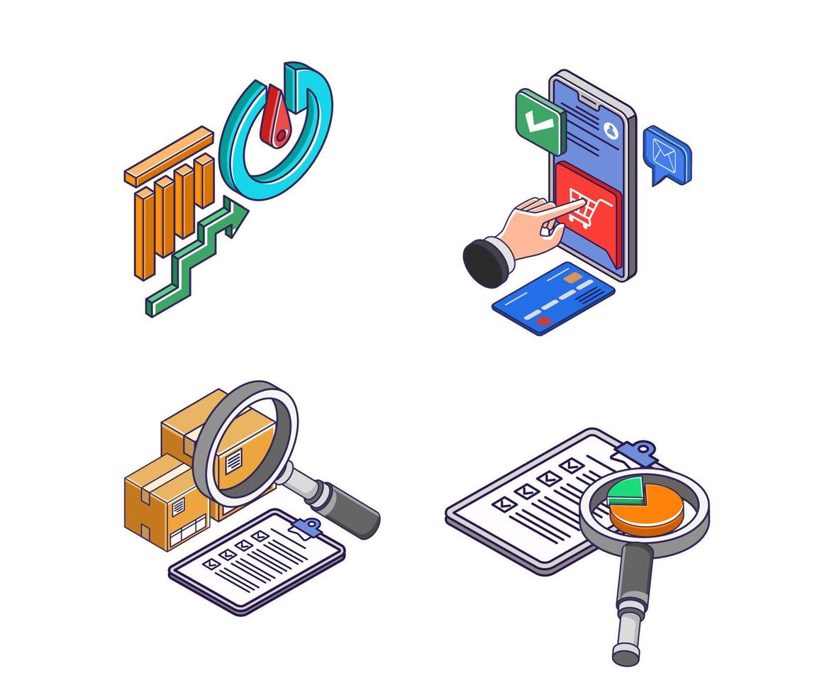 Set of icons for e commerce shopping technology business vector