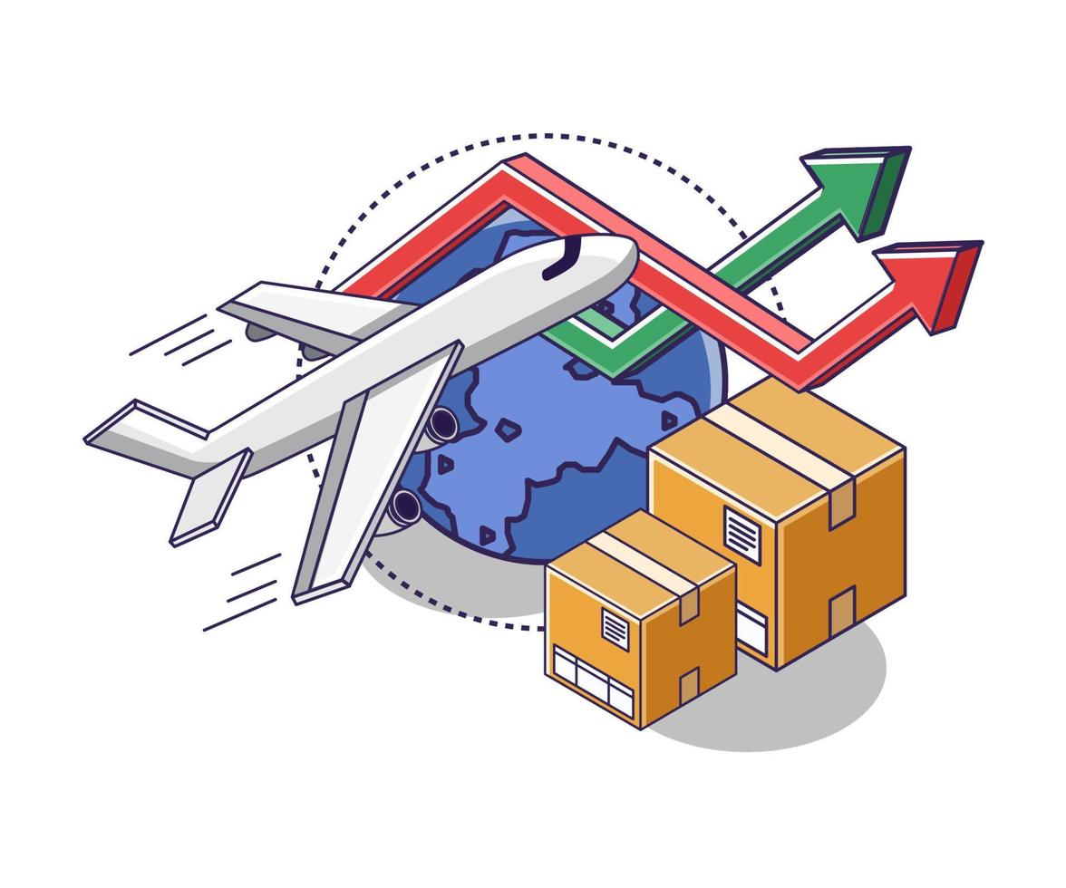 Delivery of goods by plane vector