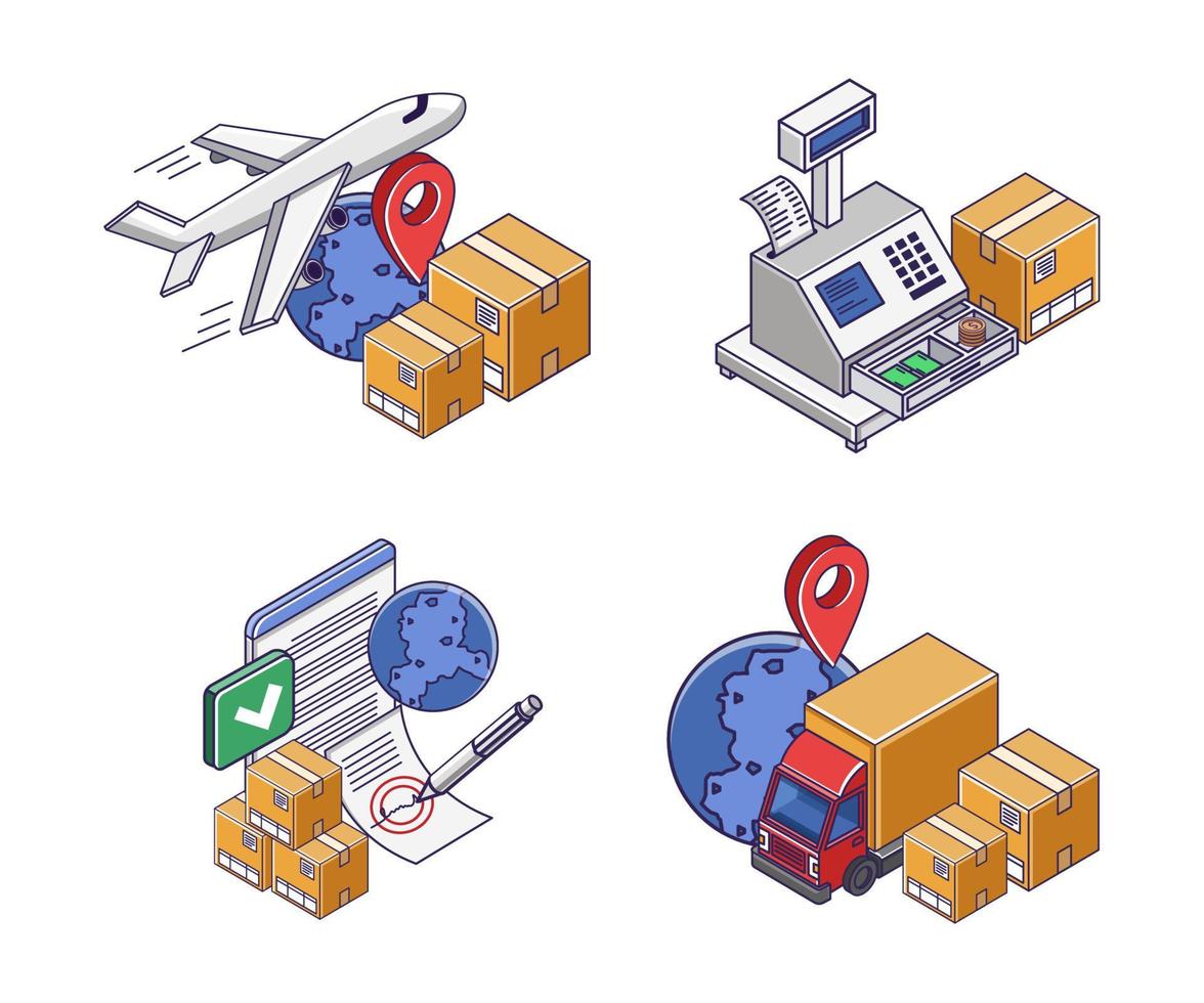 Set of icons for expedition and logistics business vector