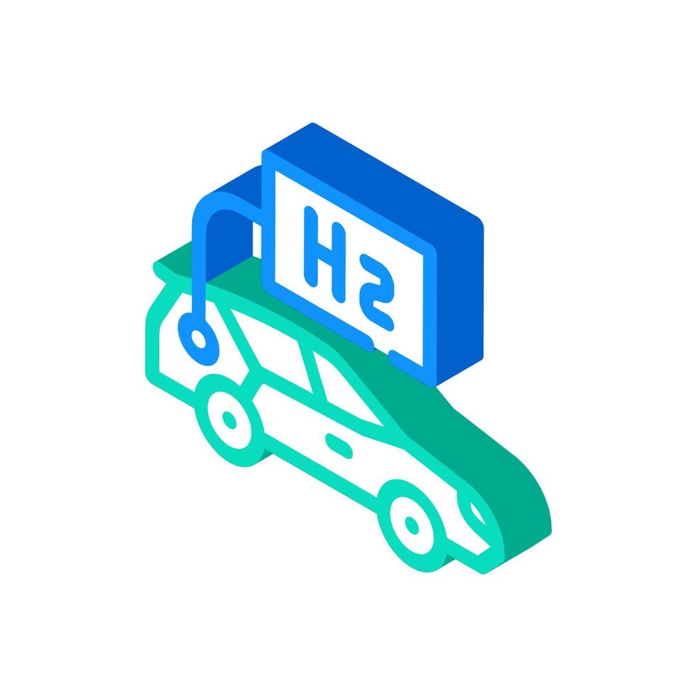 Ilustración de vector de icono isométrico de transporte de hidrógeno de coche