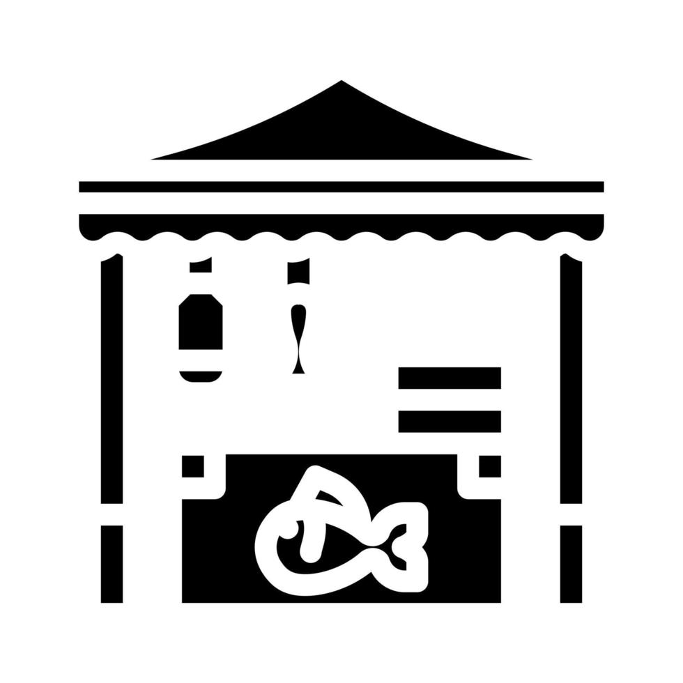 ilustración de vector de icono de glifo de mercado de mariscos