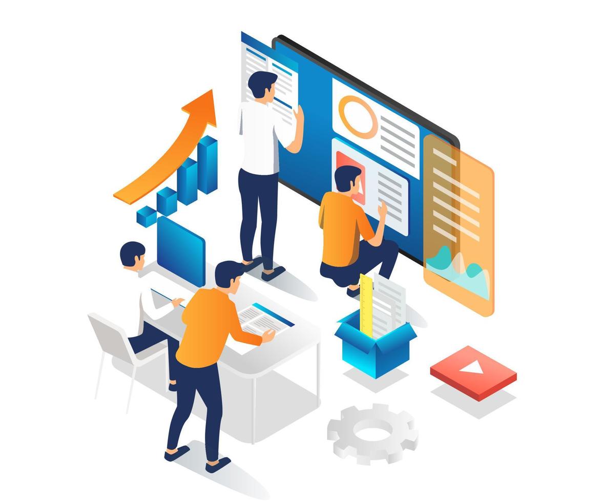 Creative team is putting together a web and blog display vector