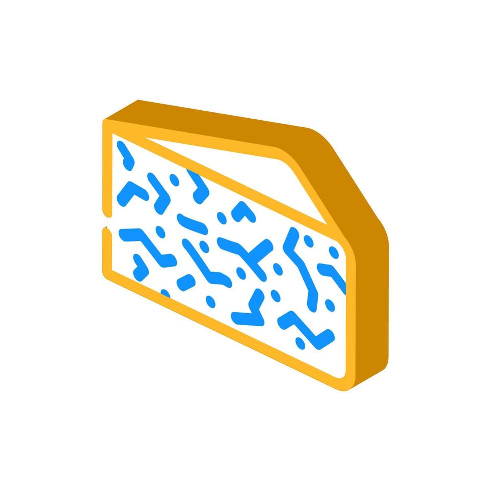 Ilustración de vector de icono isométrico de queso azul