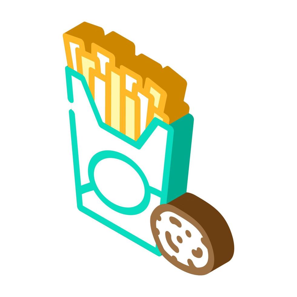 fried potato gluten free isometric icon vector illustration