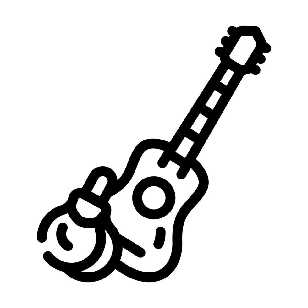 guitarra y castañuelas línea icono vector ilustración