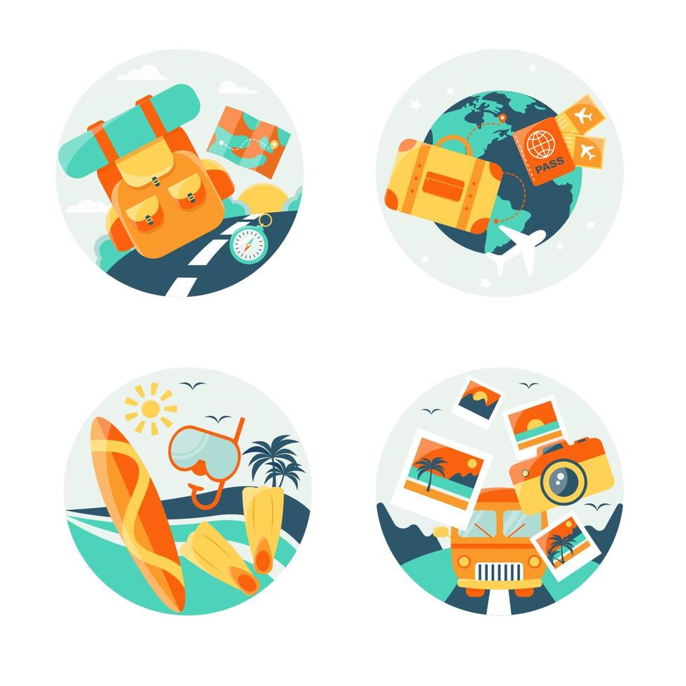 travel stickers different ways to relax vector