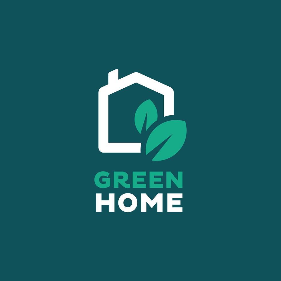 logotipo de la hoja verde de la casa vector