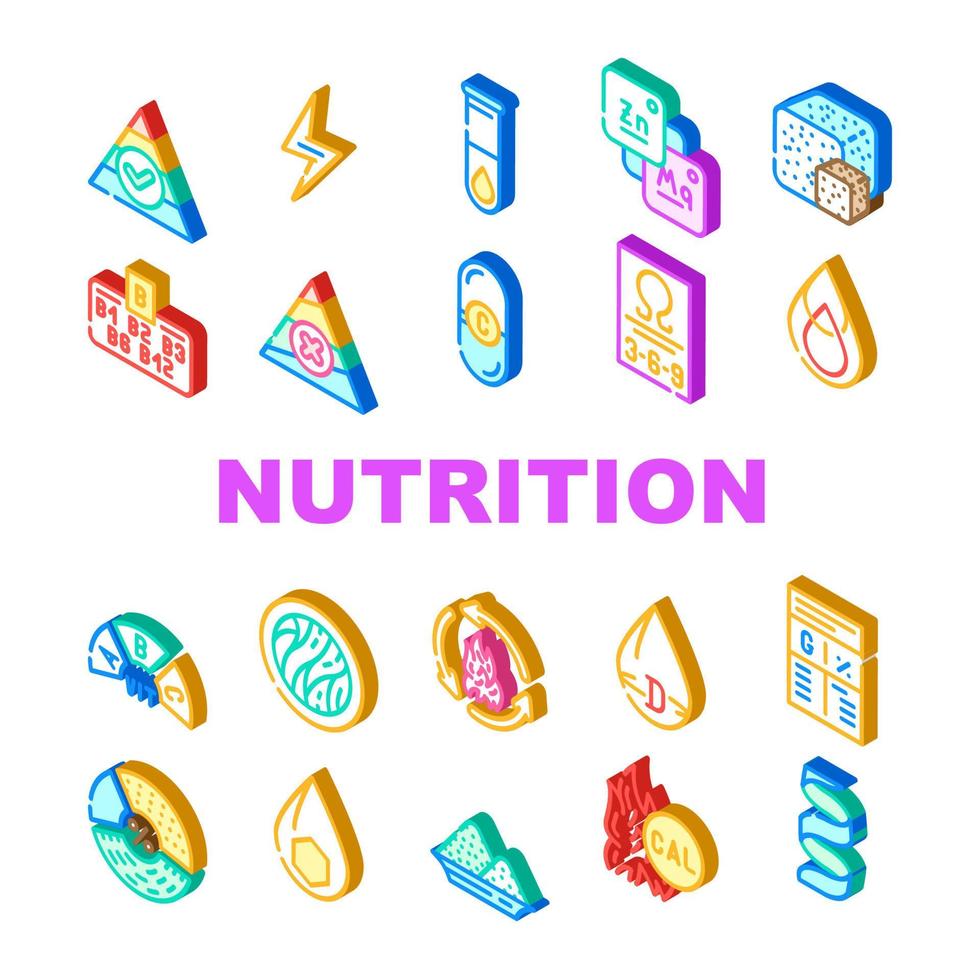 iconos de colección de dieta de información nutricional establecer vector