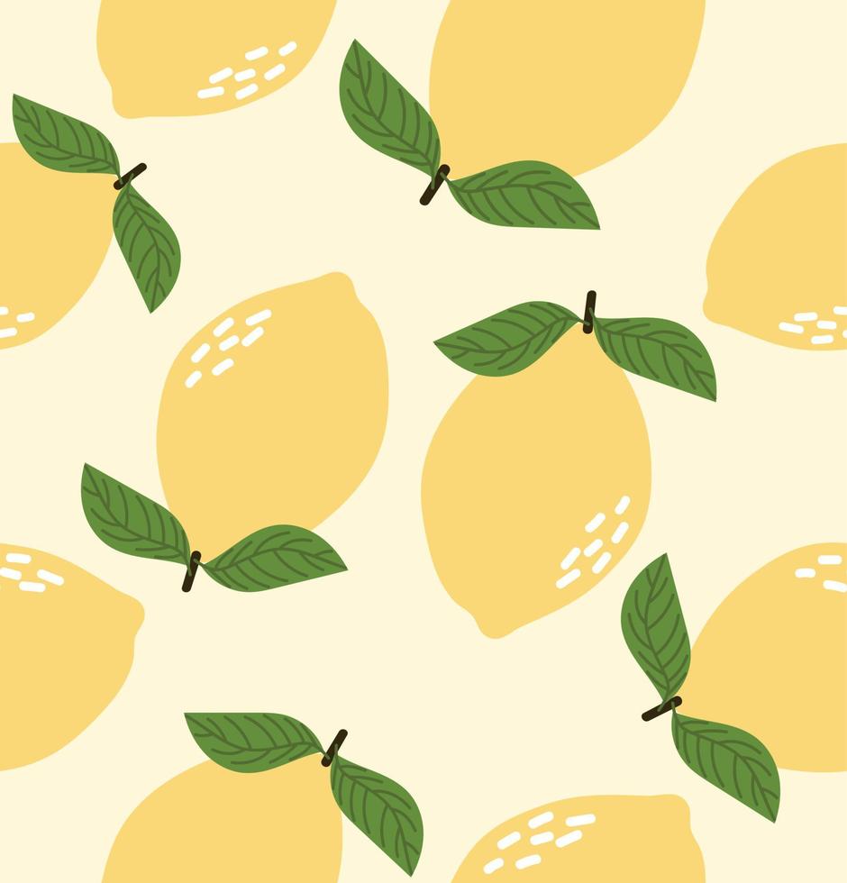 Fresh lemons flat seamless pattern vector