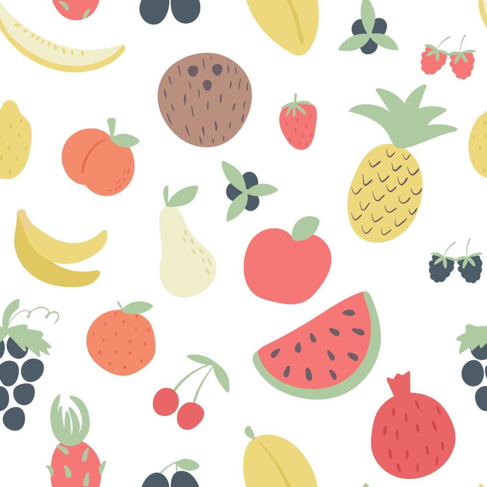 fondo de vector de patrones sin fisuras de frutas de verano frutas tropicales exóticas
