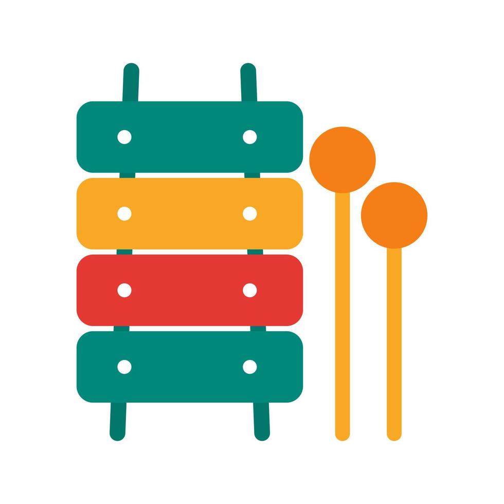 xilófono de juguete plano icono multicolor vector