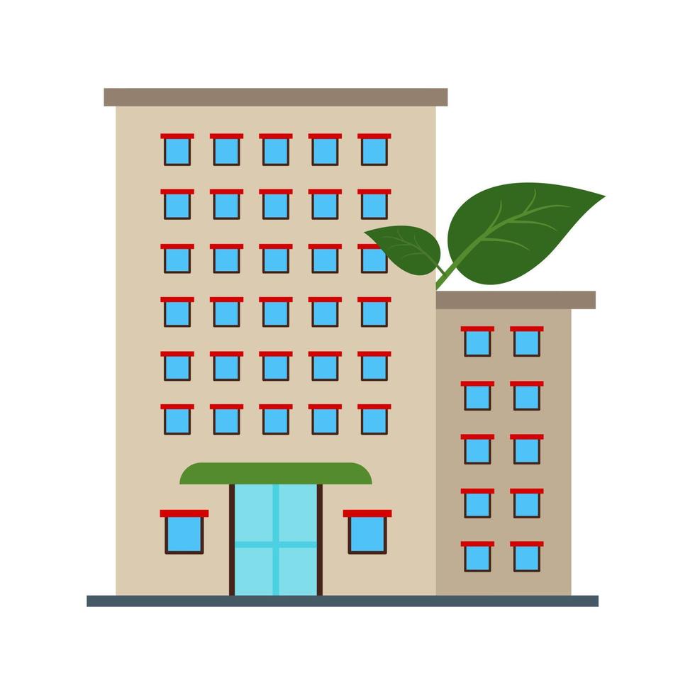 edificio ecológico plano icono multicolor vector