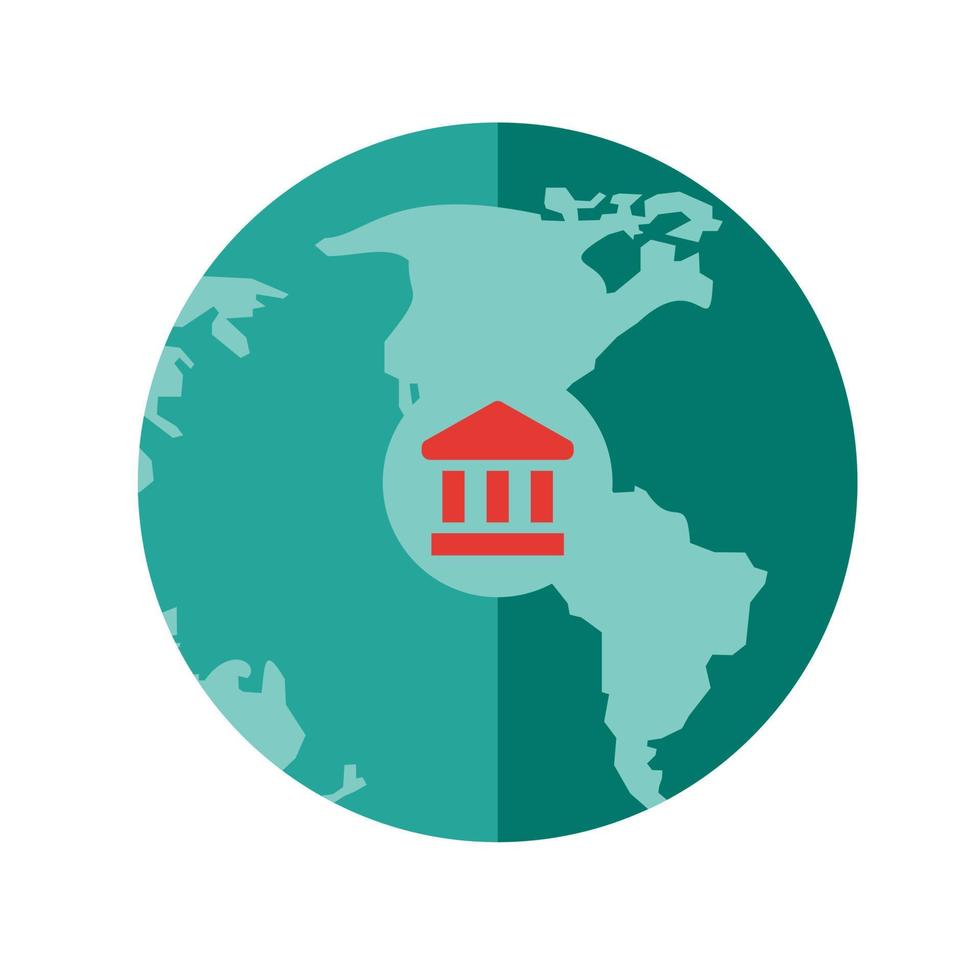 icono multicolor plano de bancos globales vector