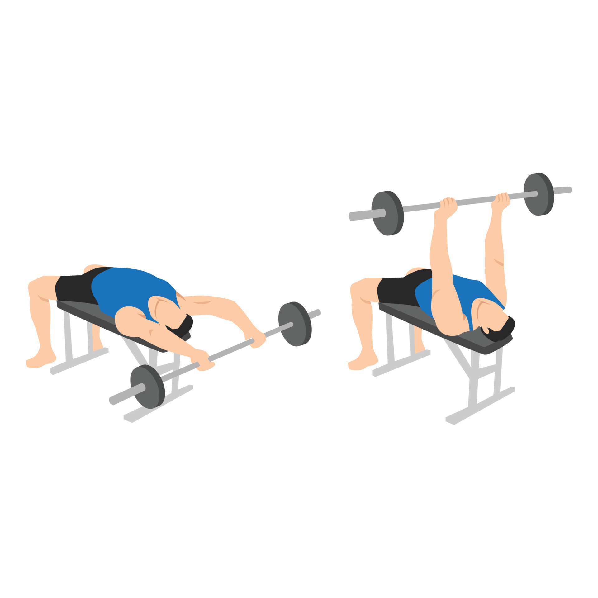 Man doing Barbell pullover exercise. Flat vector illustration isolated on  white background 8259280 Vector Art at Vecteezy
