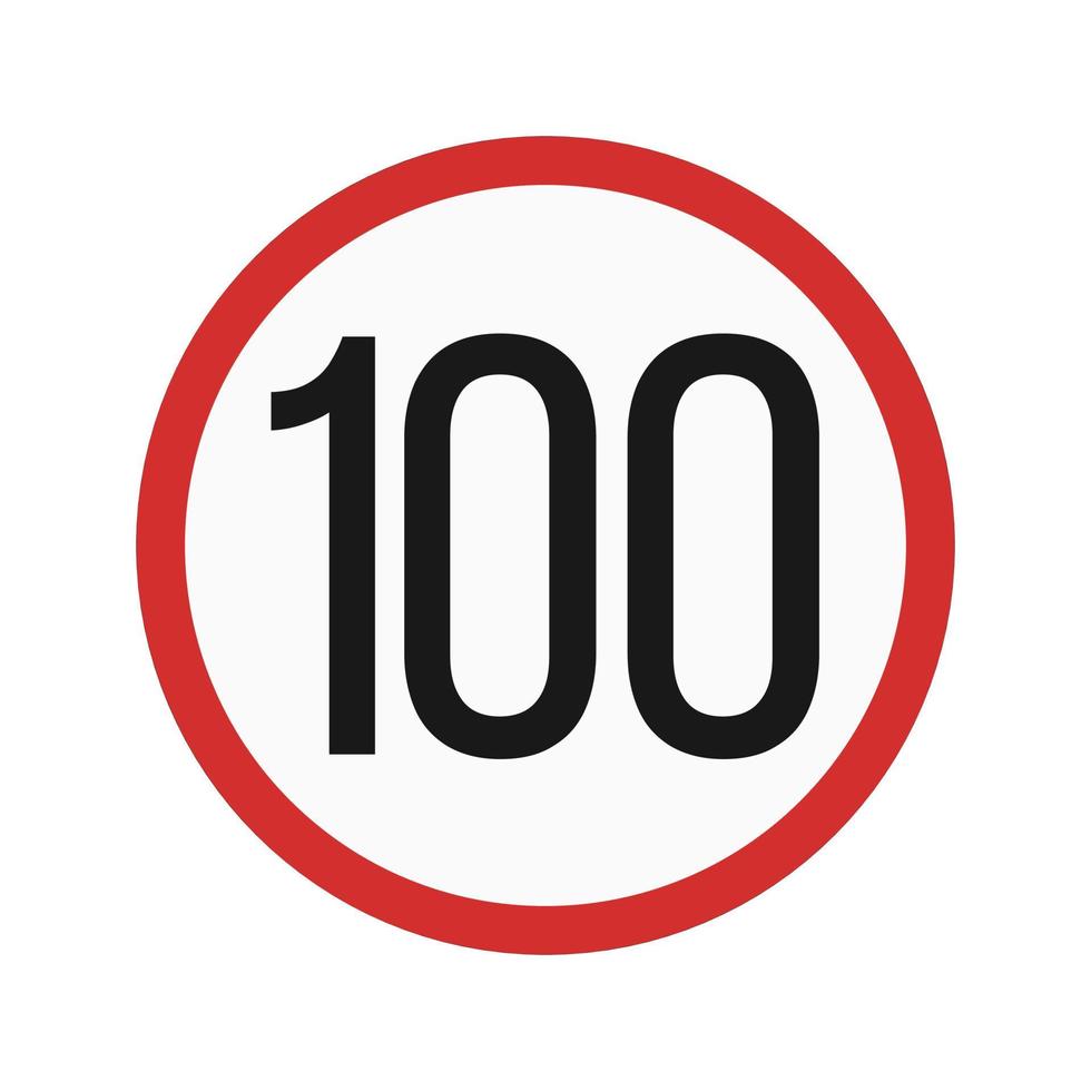 Speed limit 100 Flat Multicolor Icon vector