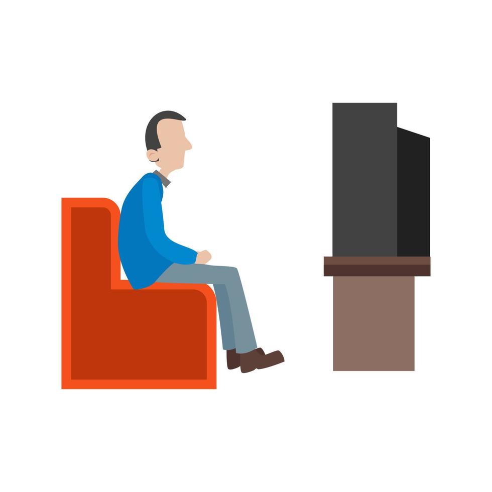 Watching TV Flat Multicolor Icon vector