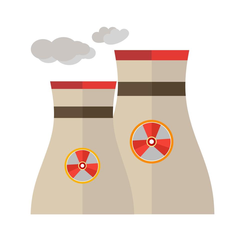 Nuclear Plant Flat Multicolor Icon vector