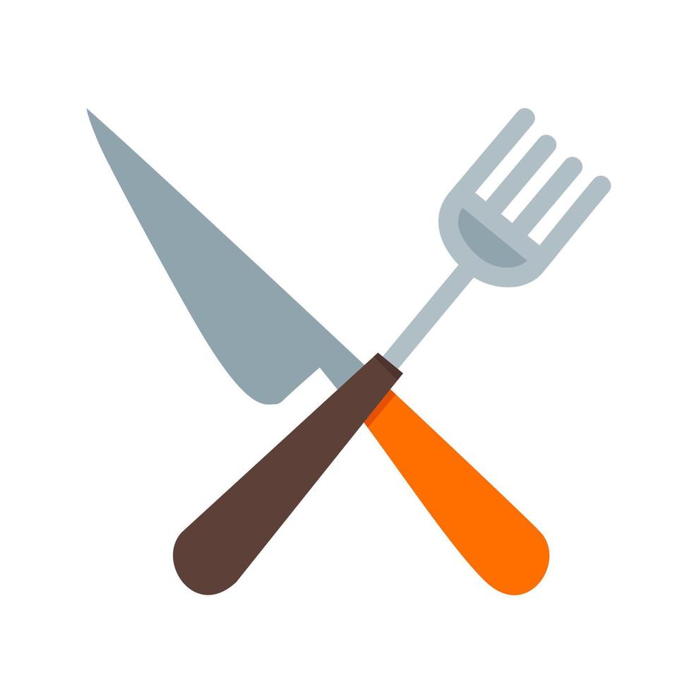 Fork and Knife Flat Multicolor Icon vector