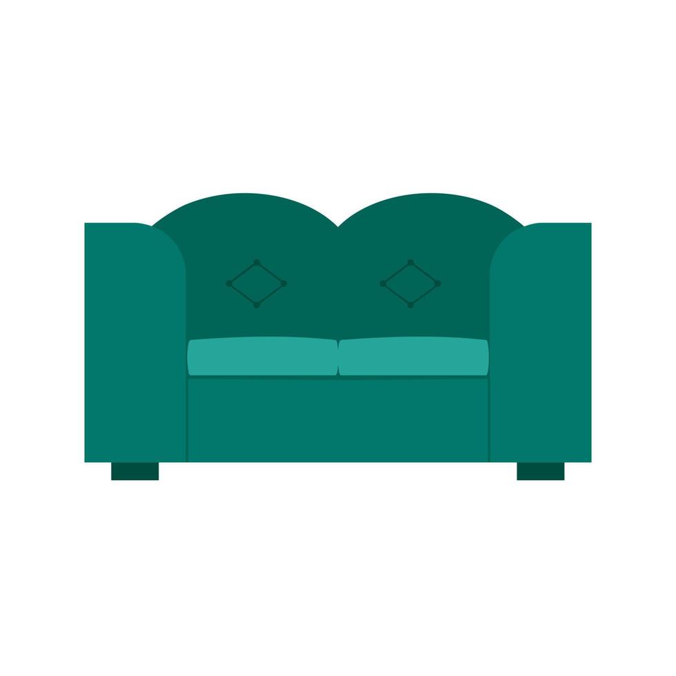 sofá doble plano icono multicolor vector