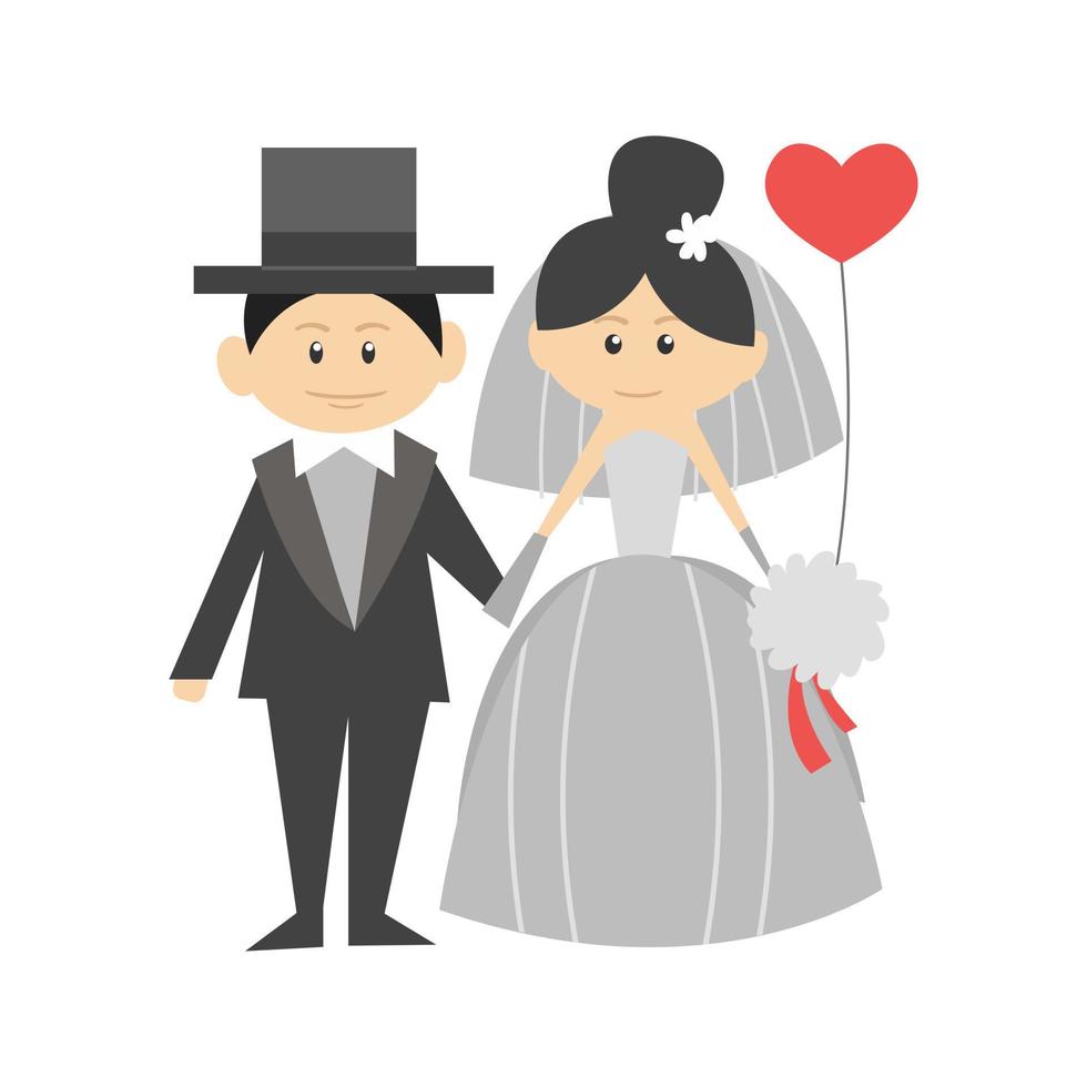 novia y el novio plano icono multicolor vector