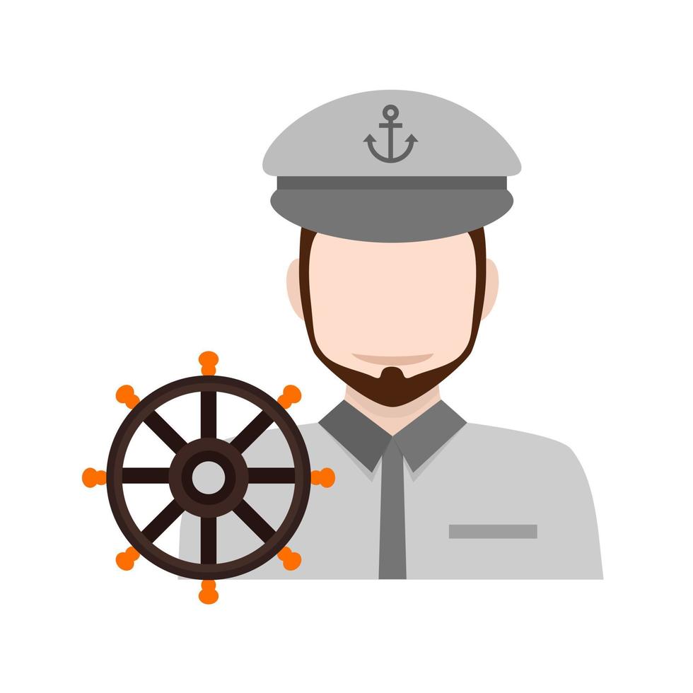 capitán de barco icono multicolor plano vector