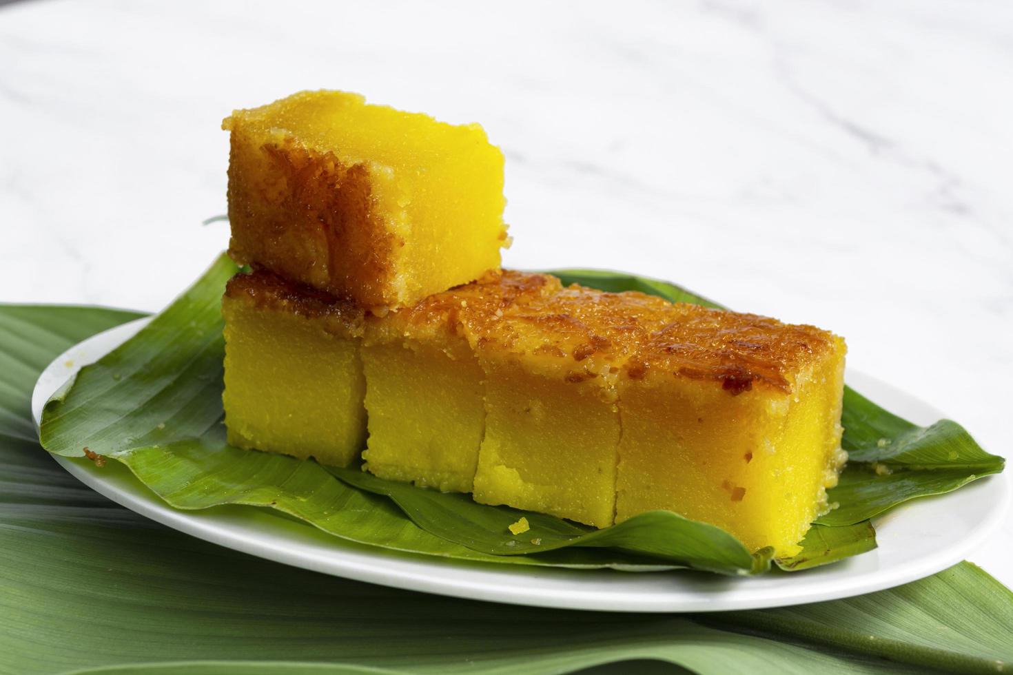 Malaysia popular and traditional snack. Kuih Bingka Ubi or Bake Tapioca Cake photo