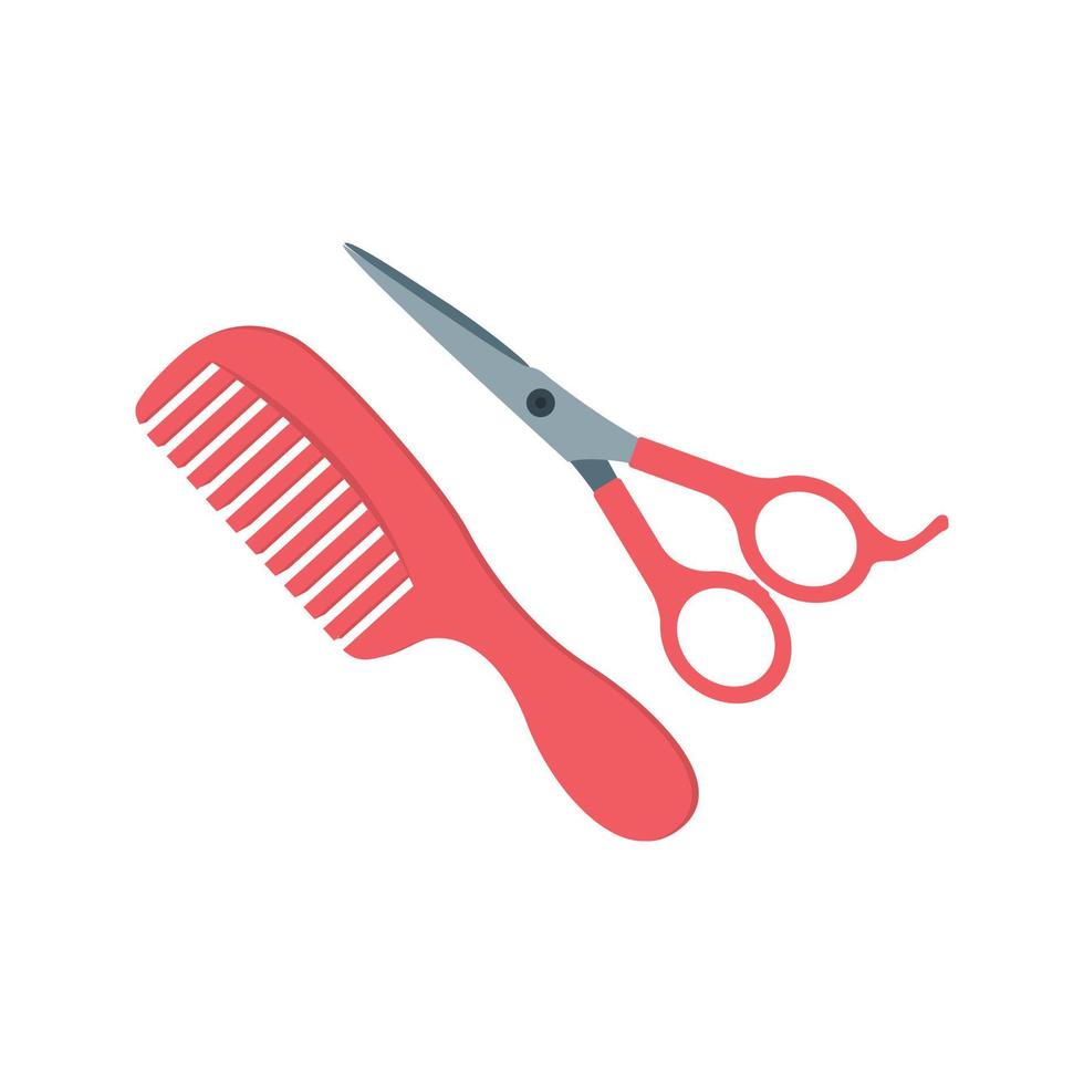 Comb and Scissor Flat Multicolor Icon vector