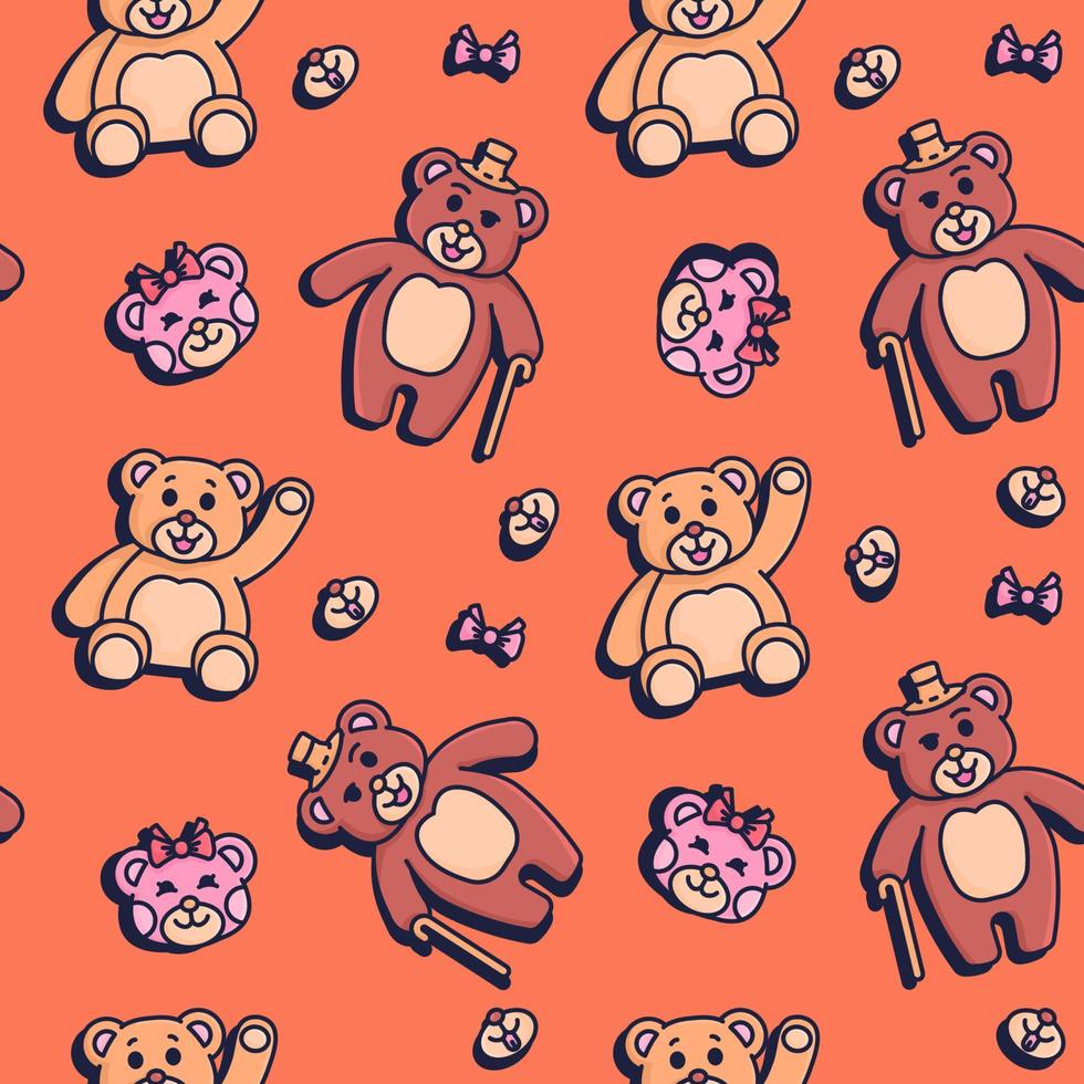 Teddy Bear Seamless Pattern vector
