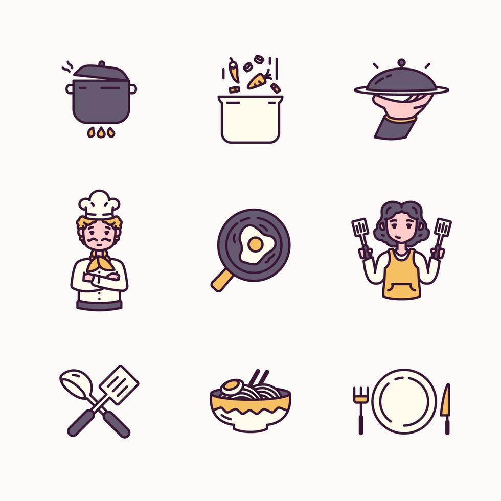 colección de iconos de chef vector