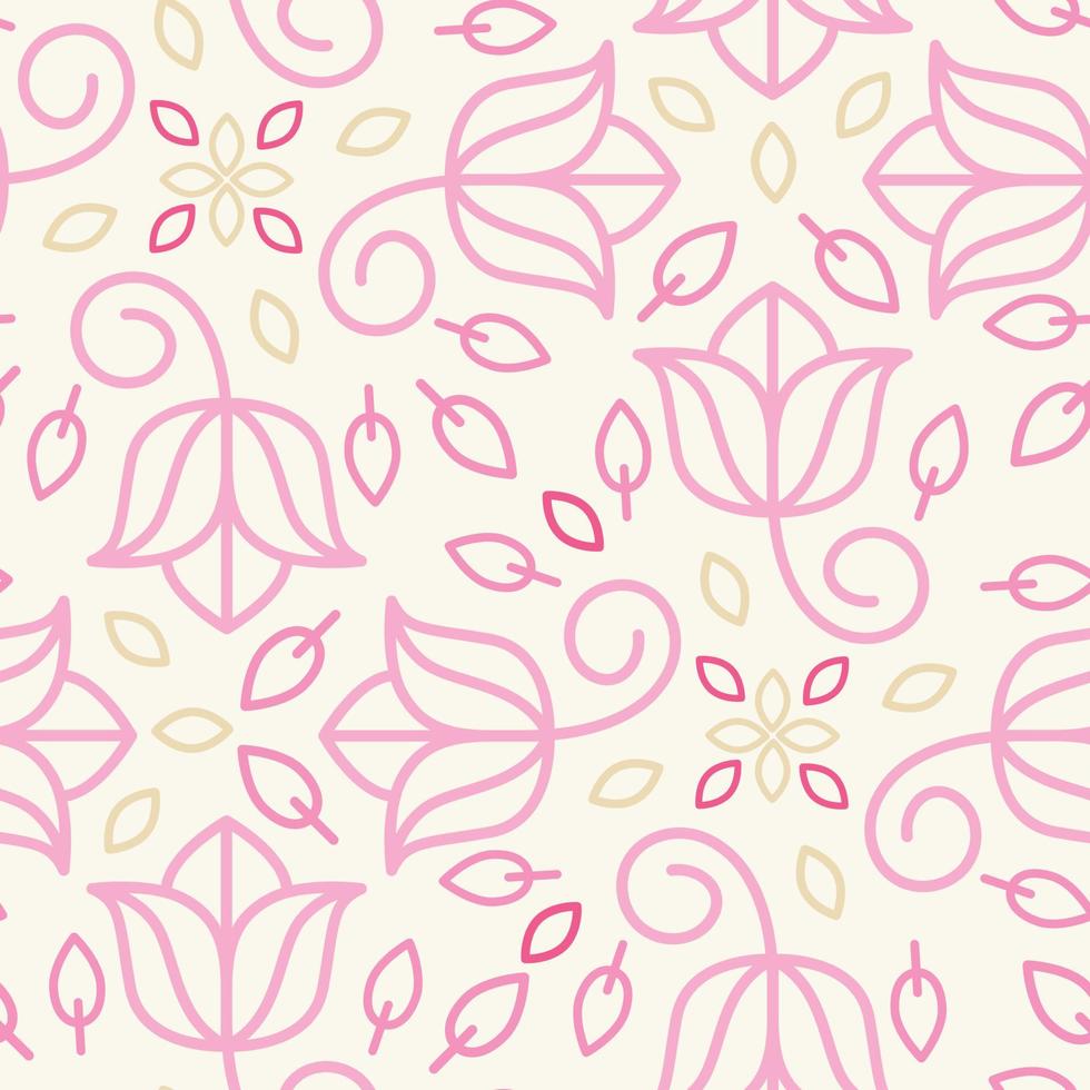 Floral ornament seamless pattern design. Scandinavian pattern for wrapping paper or fabric. vector
