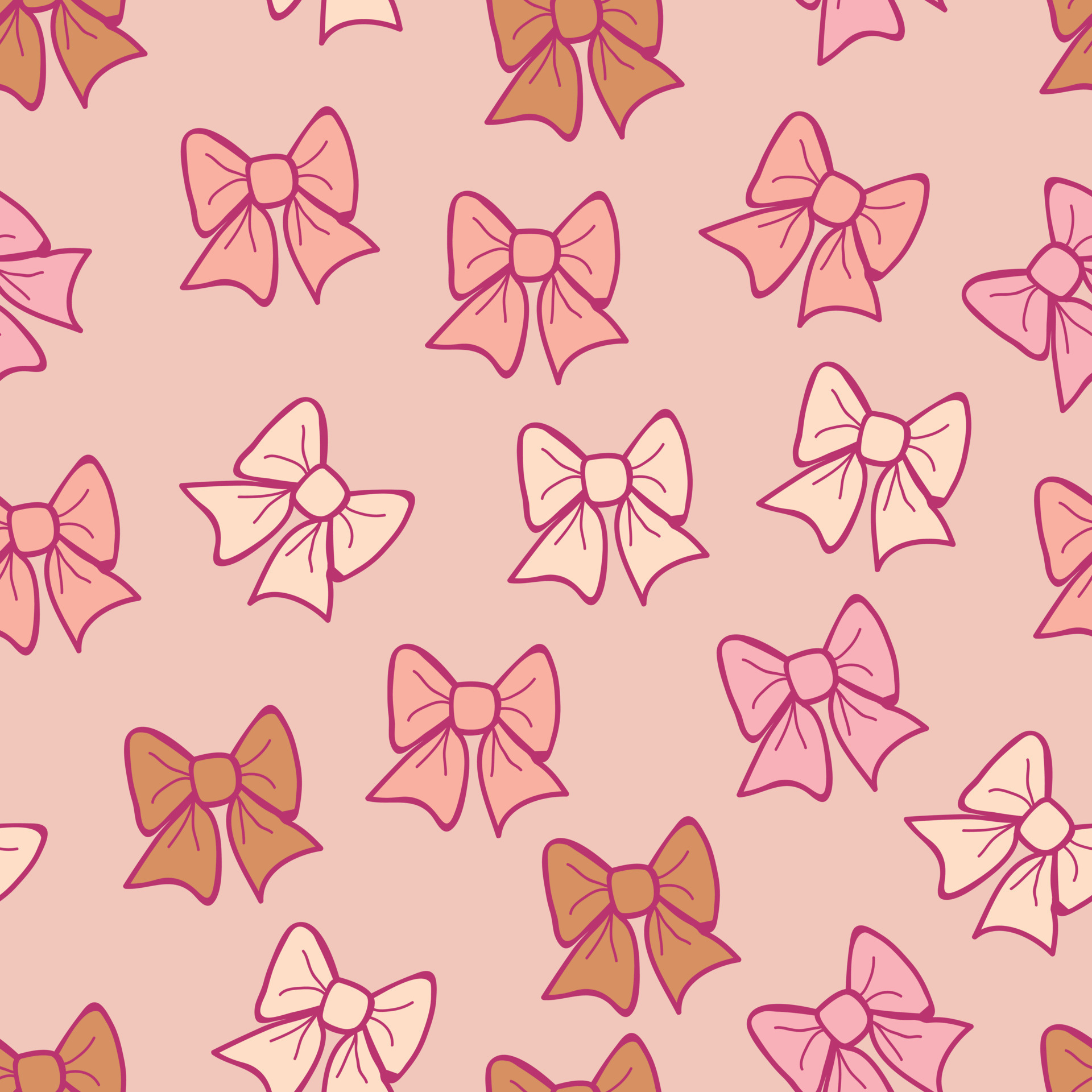 Little Bows repeat pattern design. Hand-drawn background. Holidays