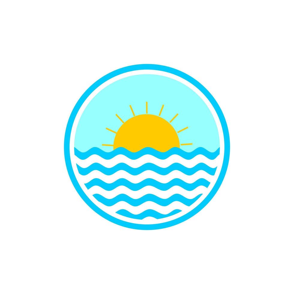 abstract nature logo inspiration, with sun on water design. vector