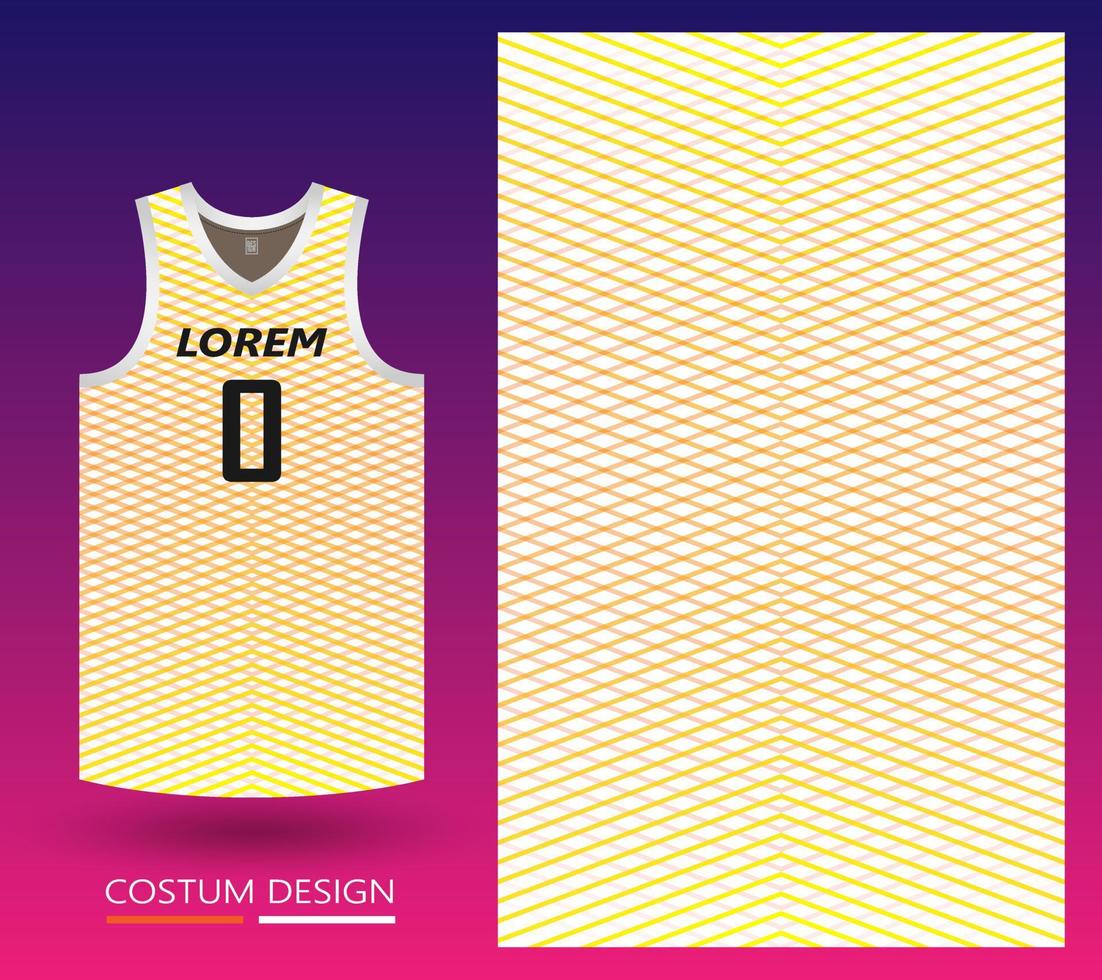 basketball jersey pattern design template. white abstract background with yellow gradient net pattern for fabric pattern. basketball, running, football and training jerseys. vector illustration