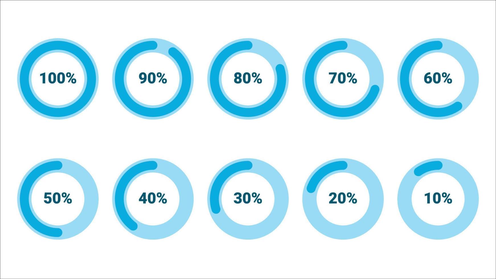 infografías de 10 a 100 por ciento creadas con elemento de círculo azul, vector