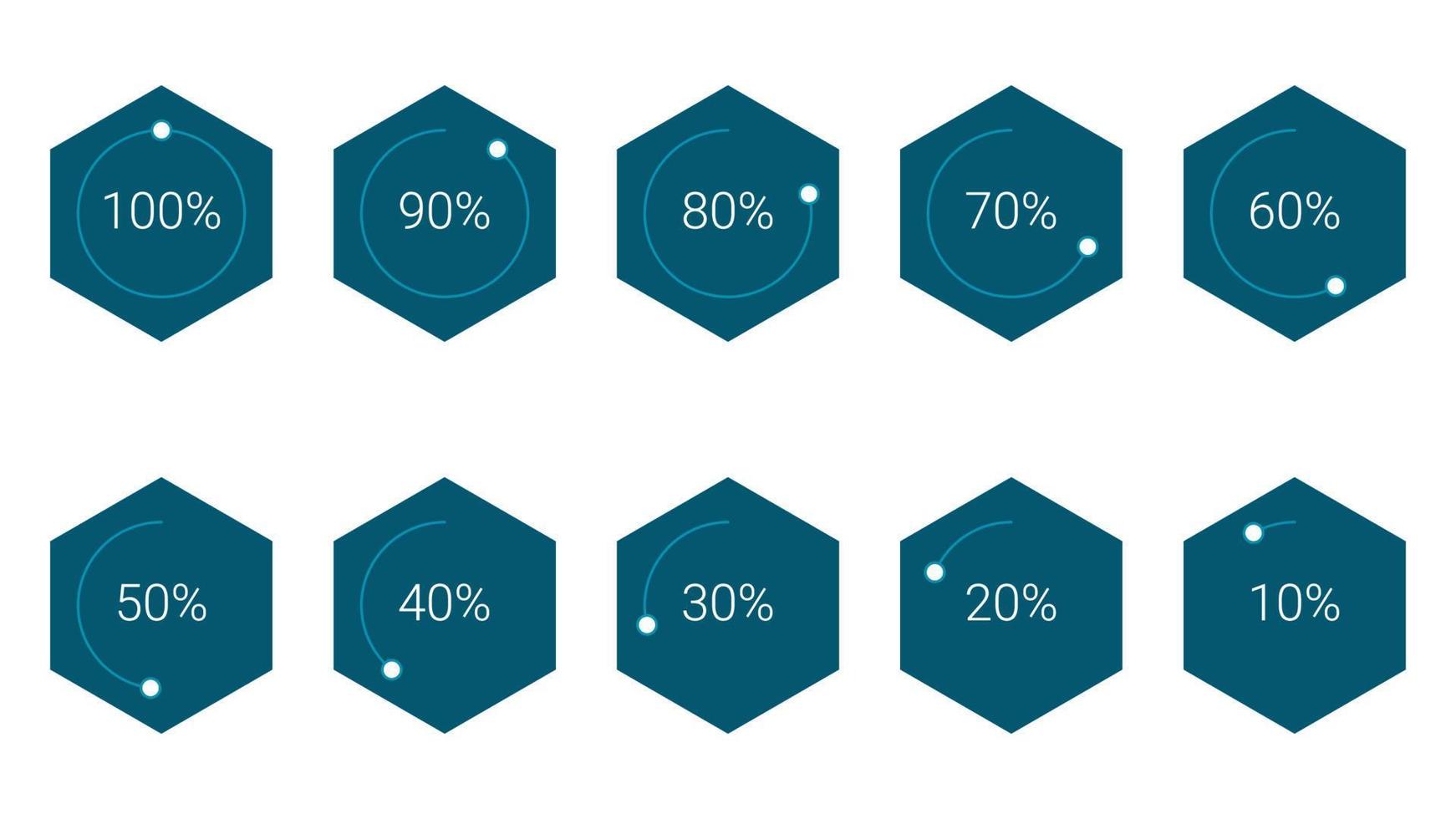 progress in percentage infographic vector illustration set,  percentage infographic object created on 10 20 30 40 50 60 70 80 90 100 percent.