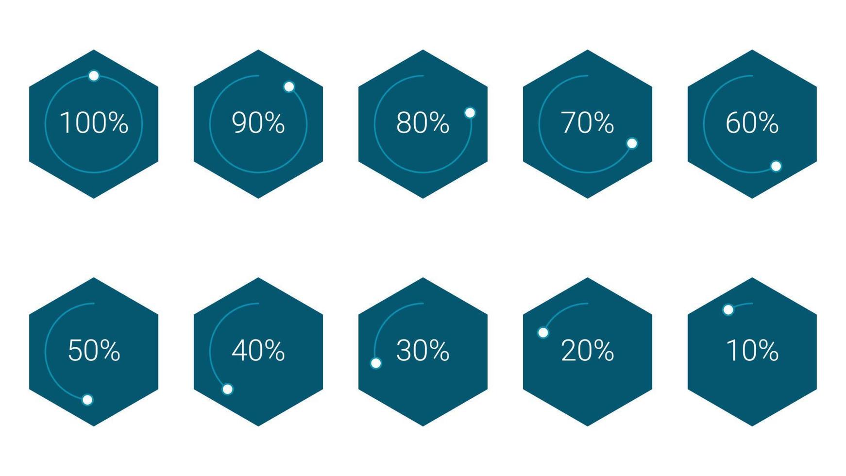 progress in percentage infographic vector illustration set,  percentage infographic object created on 10 20 30 40 50 60 70 80 90 100 percent.