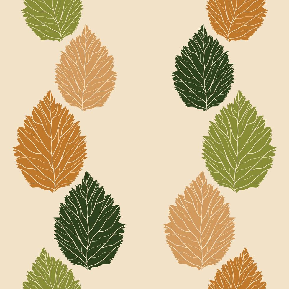 hermoso diseño de patrones sin fisuras de hojas. vector dibujado a mano hojas de patrones sin fisuras. fondo abstracto de naturaleza de moda. patrón para envolver papel, tela, textil y estampados.