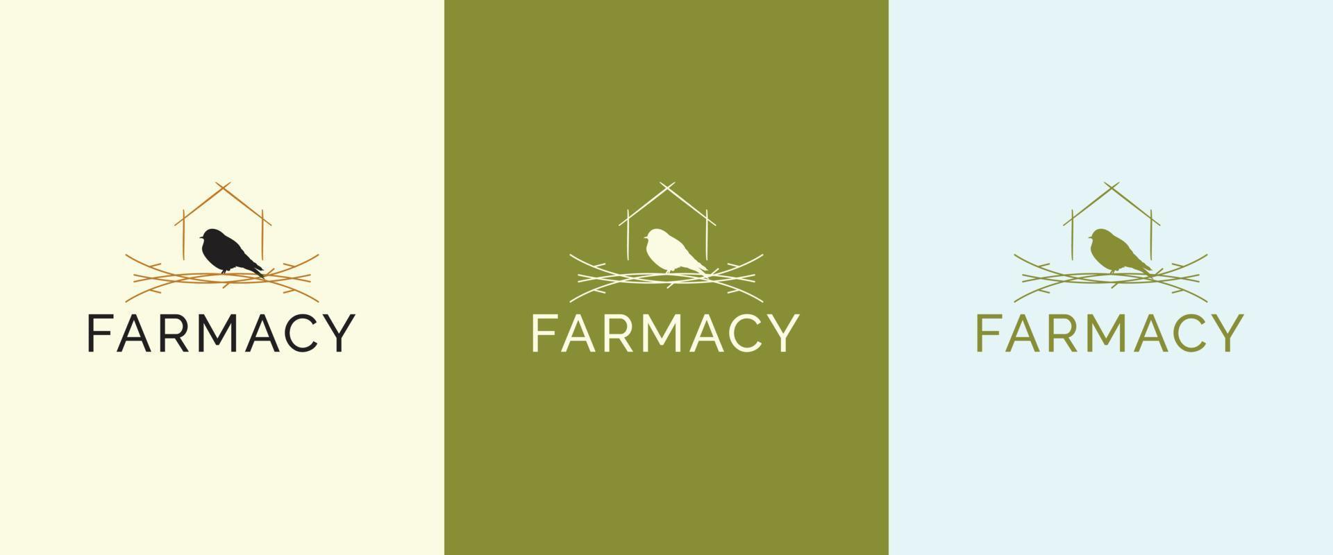 Bird logo vector line outline monoline icon illustration, elegant and simple silhouette. Bird logo. Farmacy logo design. Universal logo with premium bird symbol.