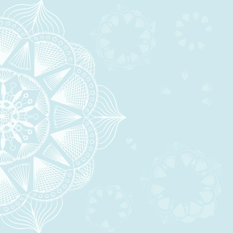 Blue background with lace. White mandala. A pattern for design and creativity. vector