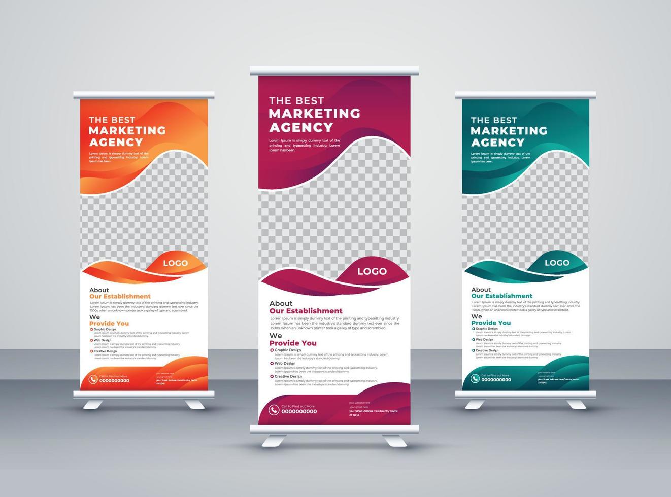 Corporate rollup or x banner design template for agency vector