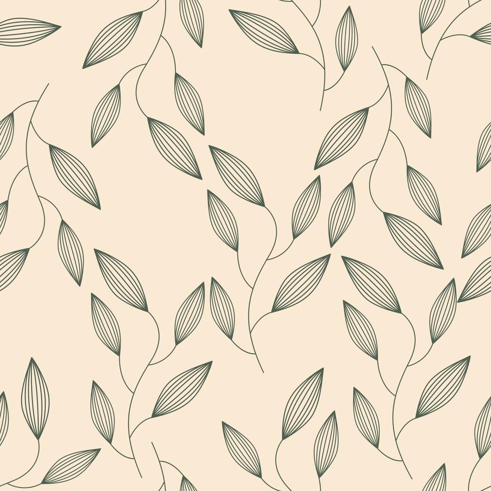 Beautiful leaves seamless pattern design. Vector hand-drawn leaves seamless pattern. Abstract trendy nature background. Pattern for wrapping paper, fabric, textile and prints.